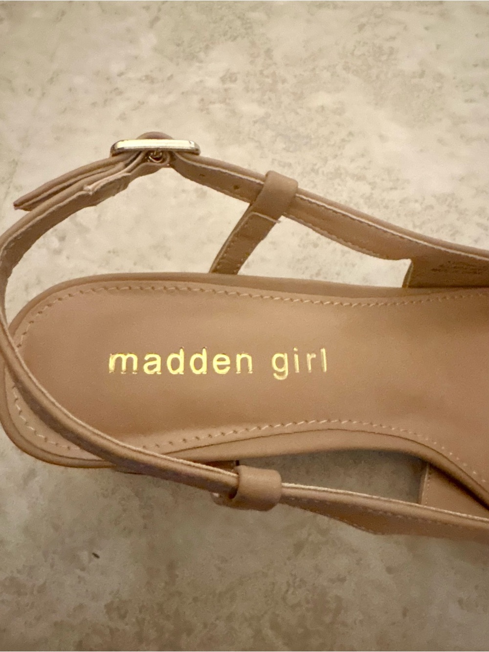 Madden Girl Two-Tone Slingback Block Heel in Beige and Black - Picture 4 of 6